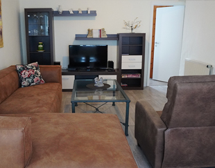 gemütliches Wohnzimmer in der Ferienwohnung Hafenblick in Dornumersiel